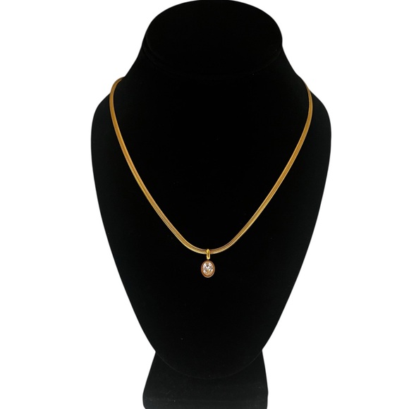 Jewelry - NEW 18K GOLD PLATED SNAKE CHAIN NECKLACE WITH OVAL BEZEL PENDANT
